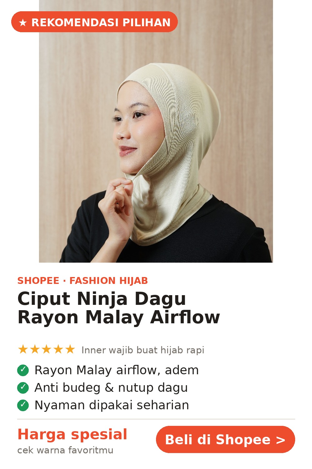 Ciput Ninja Dagu Rayon — Adem, Anti Budeg, Nutup Dagu Rapi — gambar Pin Pinterest