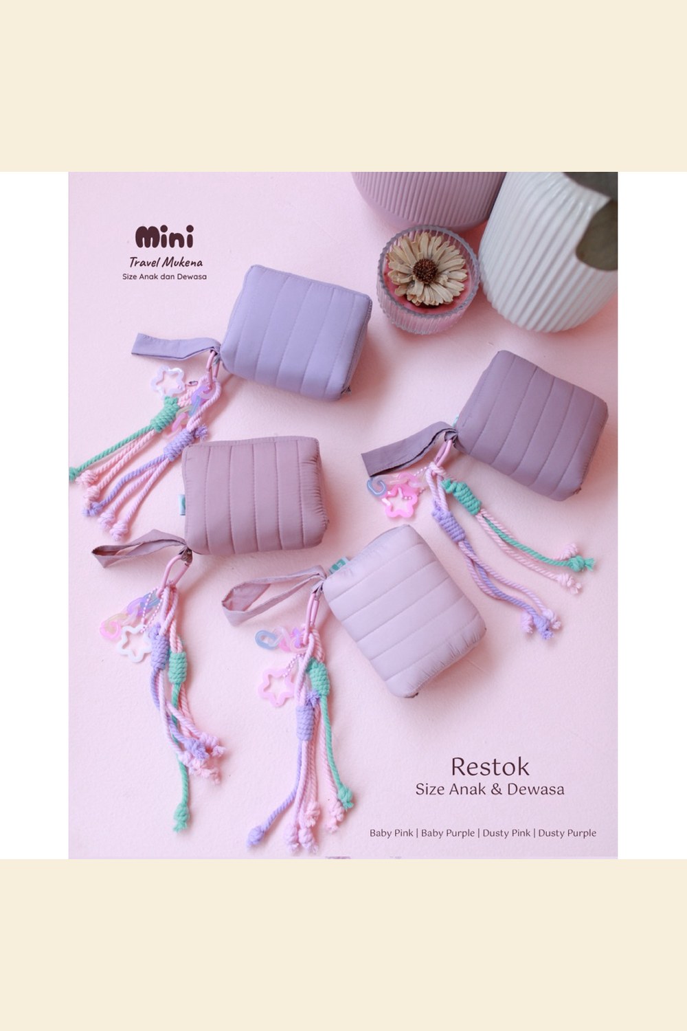 Mukena Traveling Mini Pouch β 2in1 Resleting Dagu + Sajadah Muka β gambar produk
