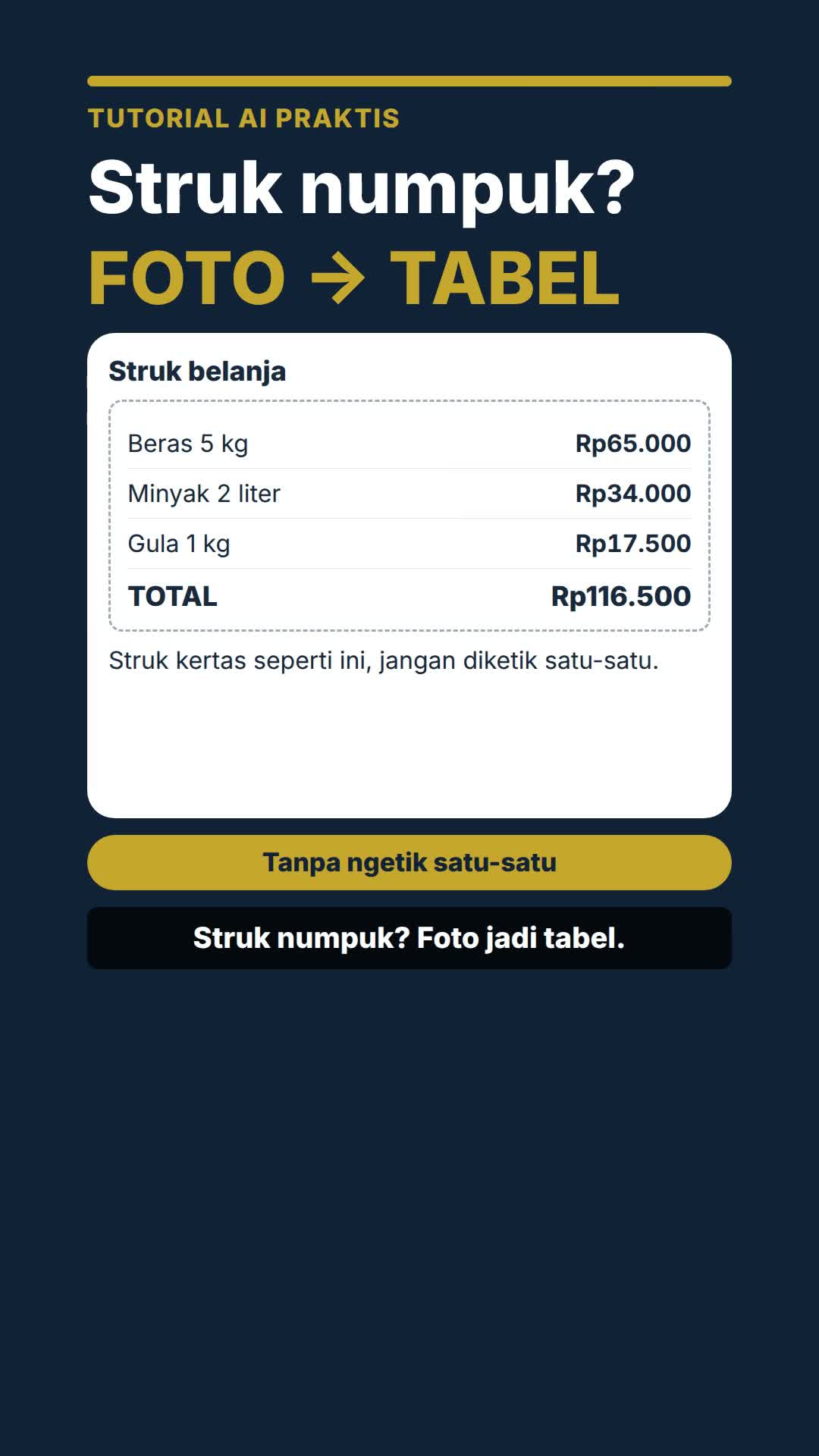 Cover video struk belanja jadi tabel
